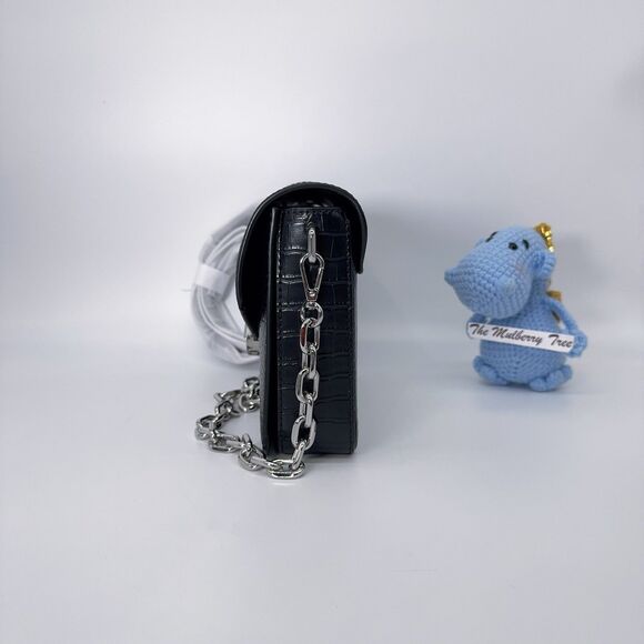 Michael Kors Carmen Carmen Md Convertible Shoulder Bag Black Crocodile Leather - Picture 4 of 12